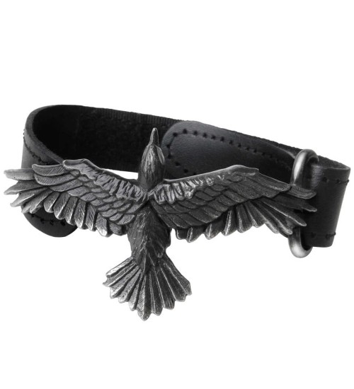 Black Consort Raven Leather Strap Bracelet