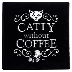 Catty Without Coffee Ceramic Coaster