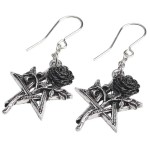 Ruah Vered Pentacle Rose Gothic Earrings