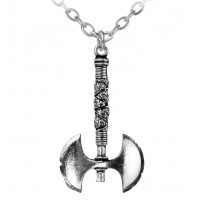 Double Axe Pewter Necklace