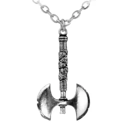 Double Axe Pewter Necklace
