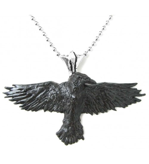 Black Raven Pewter Necklace