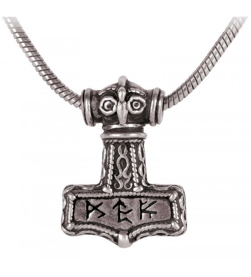 Bindrune Thors Hammer Pewter Necklace