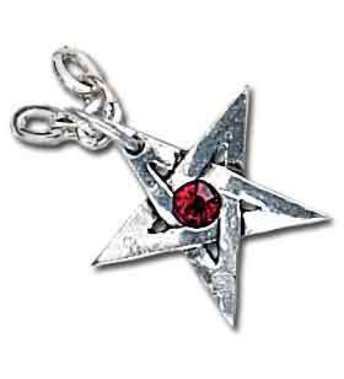 Crystal Pentagram Pewter Necklace