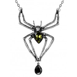 Emerald Venom Spider Pewter Necklace