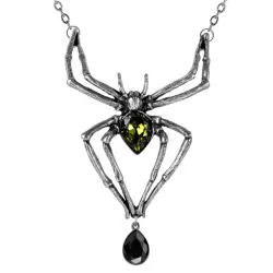 Emerald Venom Spider Pewter Necklace