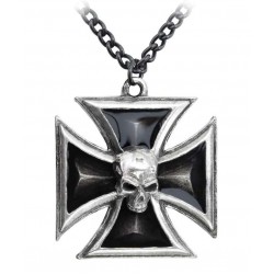 Black Knights Cross Pewter Necklace