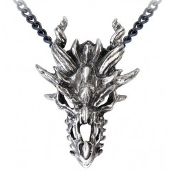 Dragon Skull Pewter Gothic Necklace