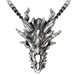 Dragon Skull Pewter Gothic Necklace