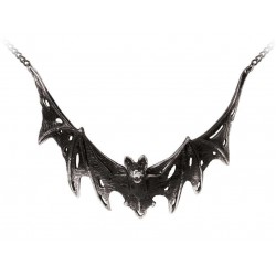 Villa Diodati Black Pewter Bat Gothic Necklace