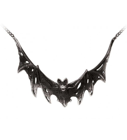 Villa Diodati Black Pewter Bat Gothic Necklace