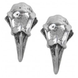 Rabeschadel Pewter Raven Skull Stud Earrings