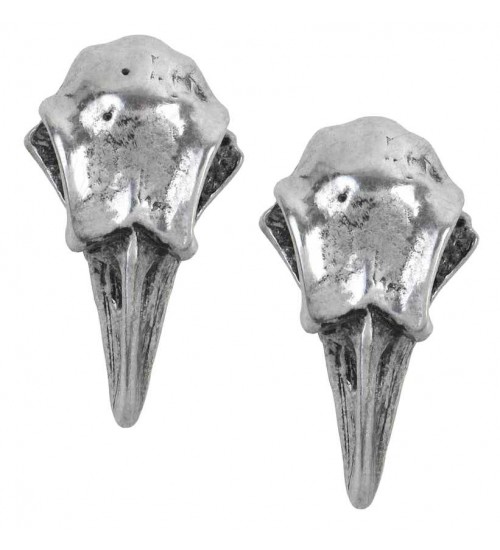 Rabeschadel Pewter Raven Skull Stud Earrings