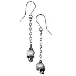 Deadskull Pewter Skull Drop Gothic Earrings
