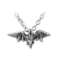 Kiss of the Night Pewter Bat Necklace