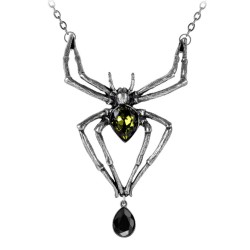 Emerald Venom Spider Pewter Necklace