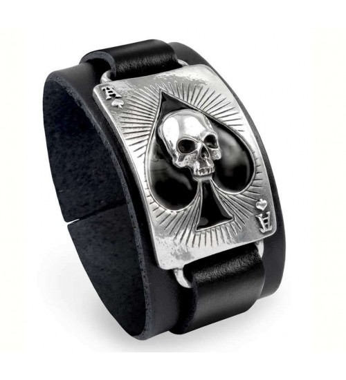 Ace of Dead Spades Leather Strap Bracelet