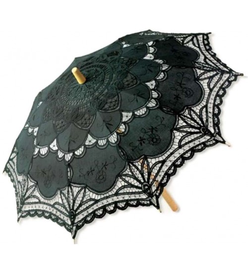 Black Battenburg Lace Parasol