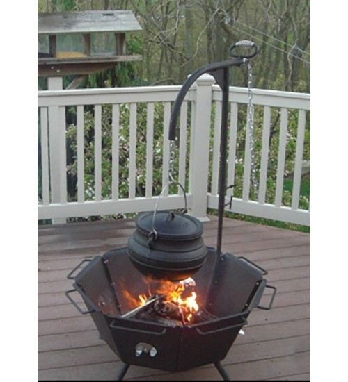 Backyard Fire Pit Cooker with Kettle Hook