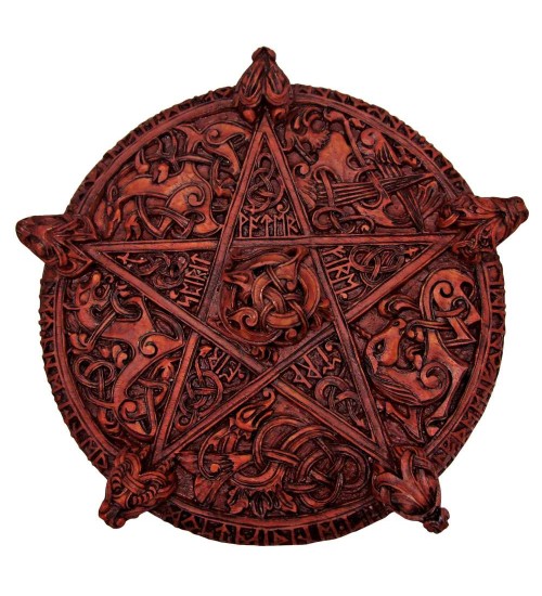 Knotwork Pentacle Large Wood Finish Plaque