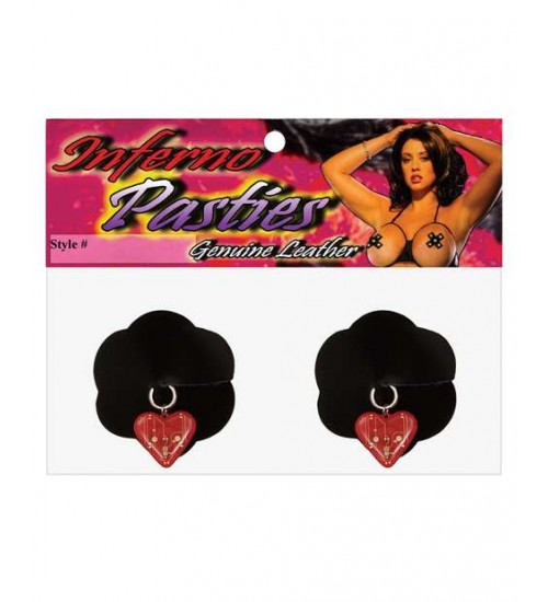 Flashing Heart Leather Pasties