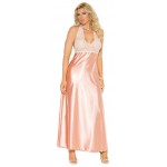 Peaches and Cream Charmeuse Satin Halter Gown