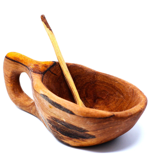 Olive Wood Carved Salt Pot