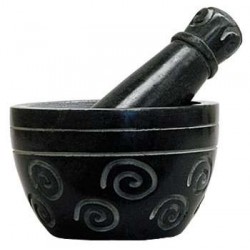 Spiral Black Soapstone Mortar & Pestle Set