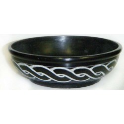 Celtic Black Soapstone Smudge Pot or Scrying Bowl