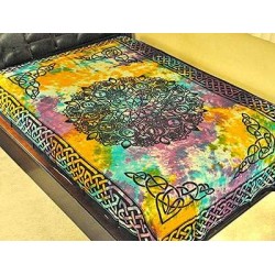 Celtic Zodiac Sign Tie Dye Bedspread