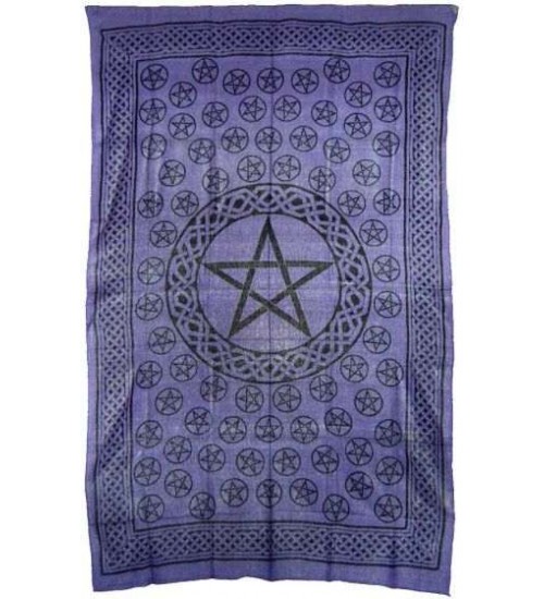 Pentagram Purple Cotton Full Size Tapestry
