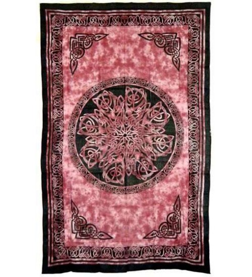 Celtic Knot Red Tie Dye Cotton Full Size Tapestry