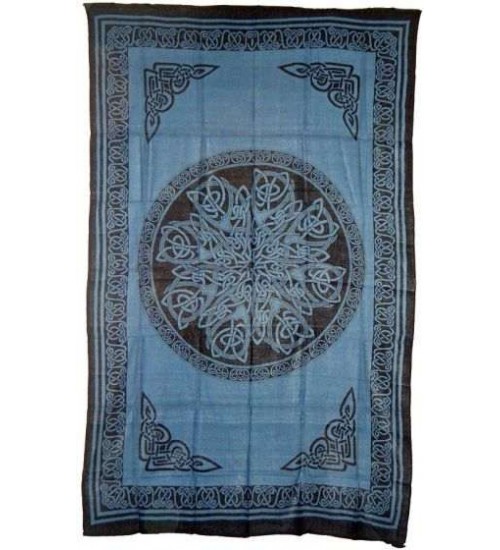 Celtic Knot Blue Cotton Full Size Tapestry