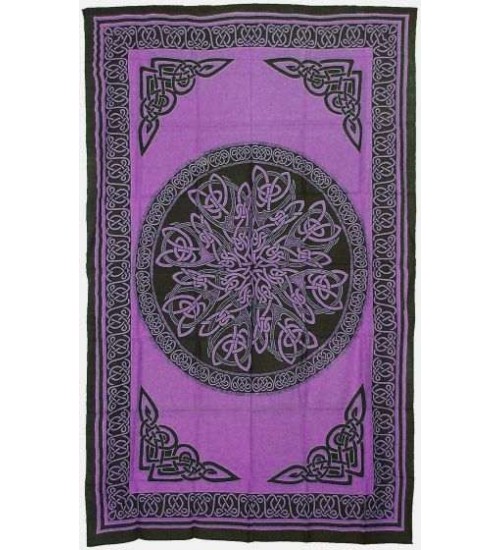 Celtic Knot Purple Cotton Full Size Tapestry