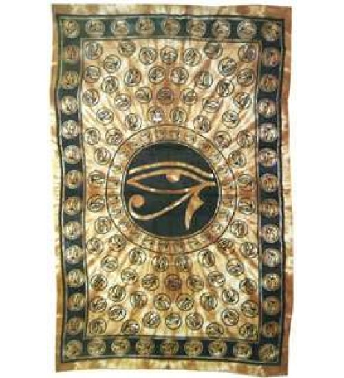 Egyptian Eye of Horus Bedspread - Brown