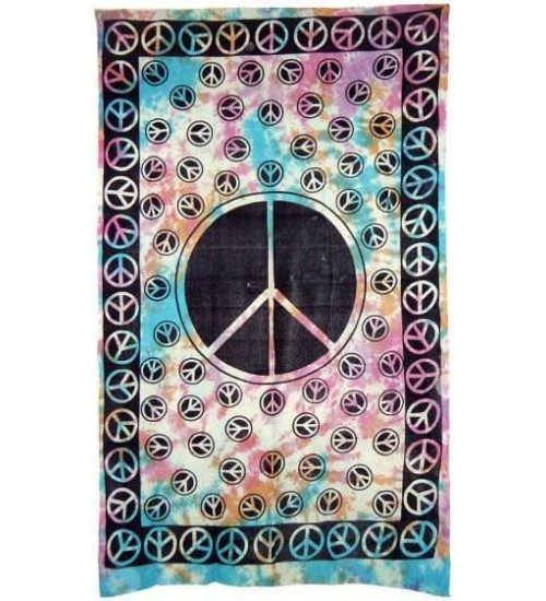 Peace Sign Tie Dye Cotton Full Size Tapestry