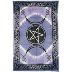 Pentagram Triple Moon Purple Cotton Full Size Tapestry