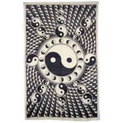 Yin Yang White Cotton Full Size Tapestry