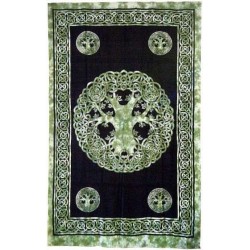 Green Tree of Life Celtic Cotton Full Size Tapestry