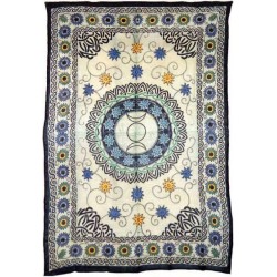 Floral Triple Moon Cotton Full Size Tapestry