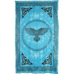 Owl Turquoise Blue Full Size Cotton Tapestry