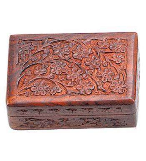 Floral Carved Wooden 6 Inch Box