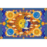 Firey Sun and Moon Cotton Bedspread