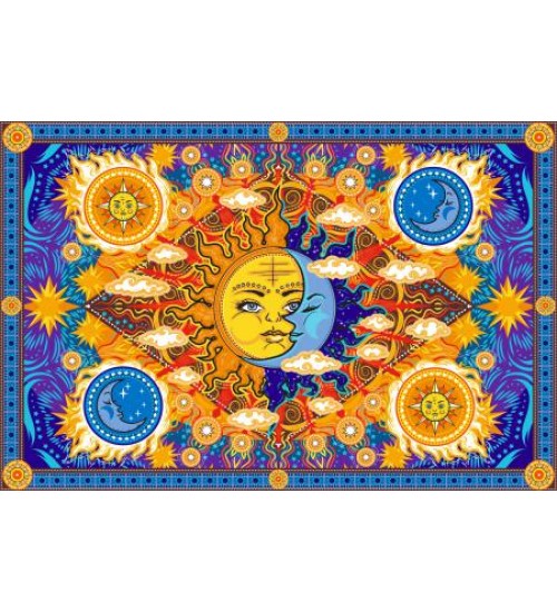 Firey Sun and Moon Cotton Bedspread