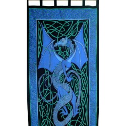 Celtic English Dragon Curtain - Blue