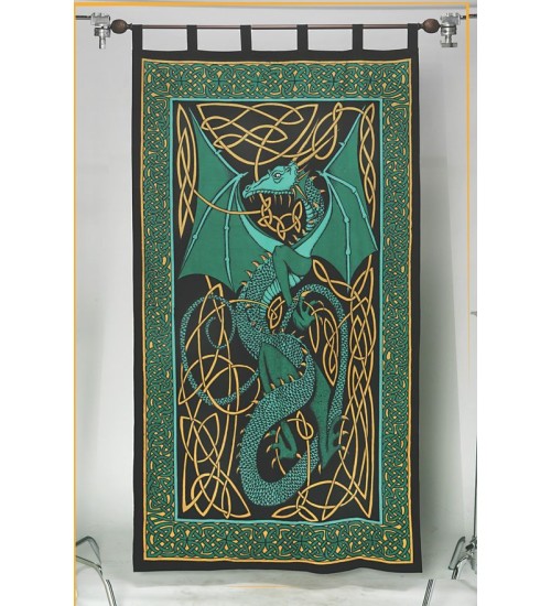 Celtic English Dragon Curtain - Green