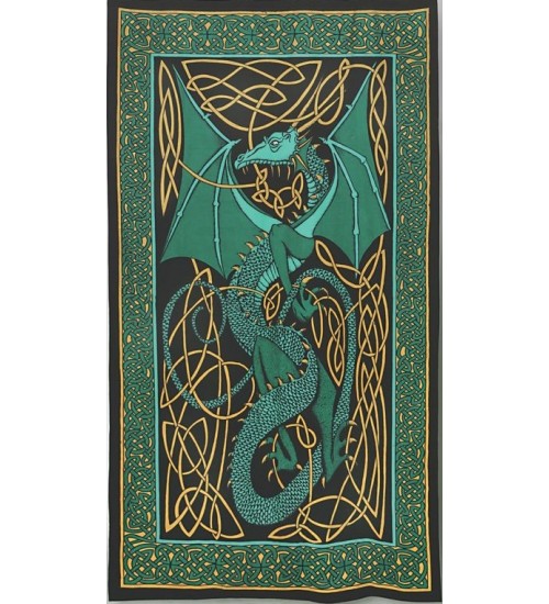 Celtic English Dragon Tapestry - Twin Size Green