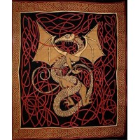 Celtic English Dragon Tapestry - Full Size Red