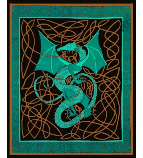 Celtic English Dragon Tapestry - Full Size Green