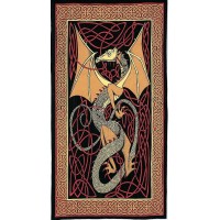 Celtic English Dragon Tapestry - Twin Size Red